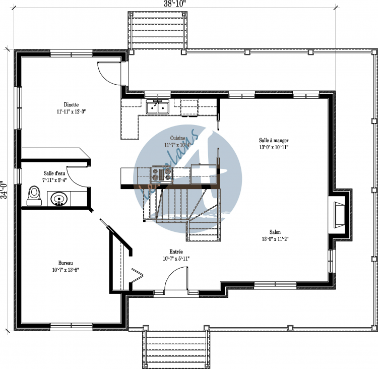 Plan du rez-de-chaussée - Maison à 2 étages 11015