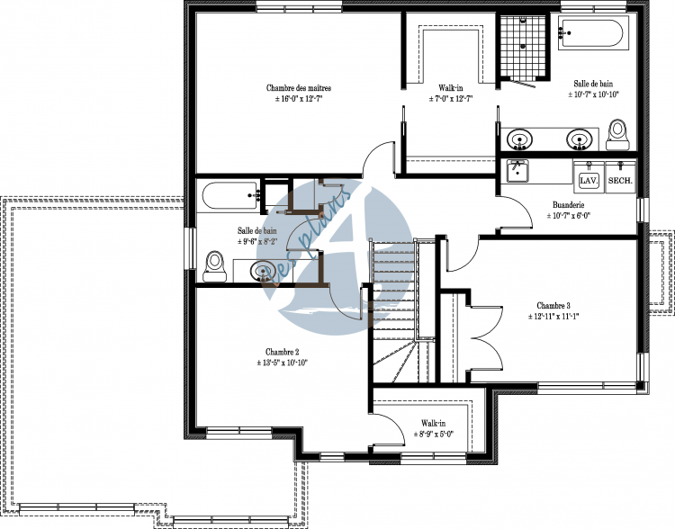 Plan de l'étage - Maison à 2 étages 13009C