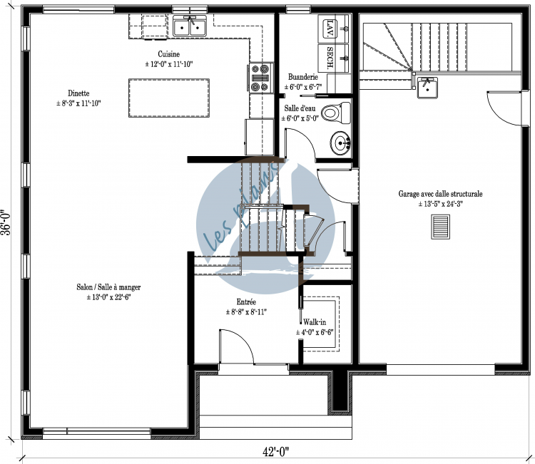 Plan du rez-de-chaussée - Cottage 14033