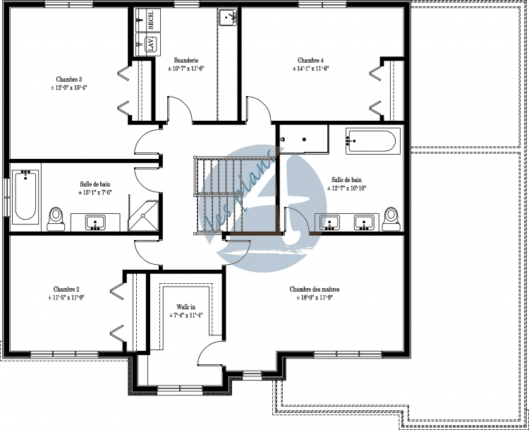 Plan de l'étage - Maison à 2 étages 15046