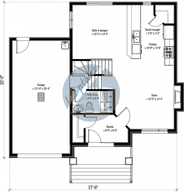 Plan du rez-de-chaussée - Maison à 2 étages 16005