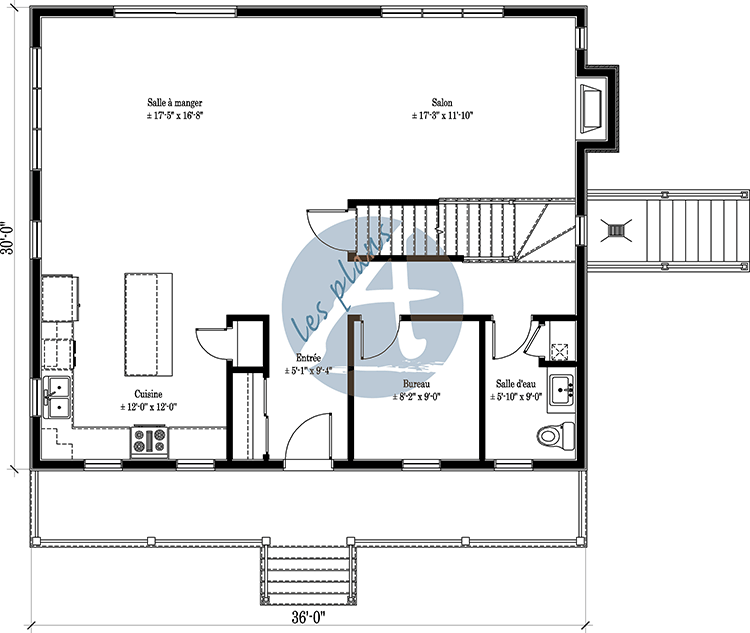 Plan du rez-de-chaussée - Maison à 2 étages 23076