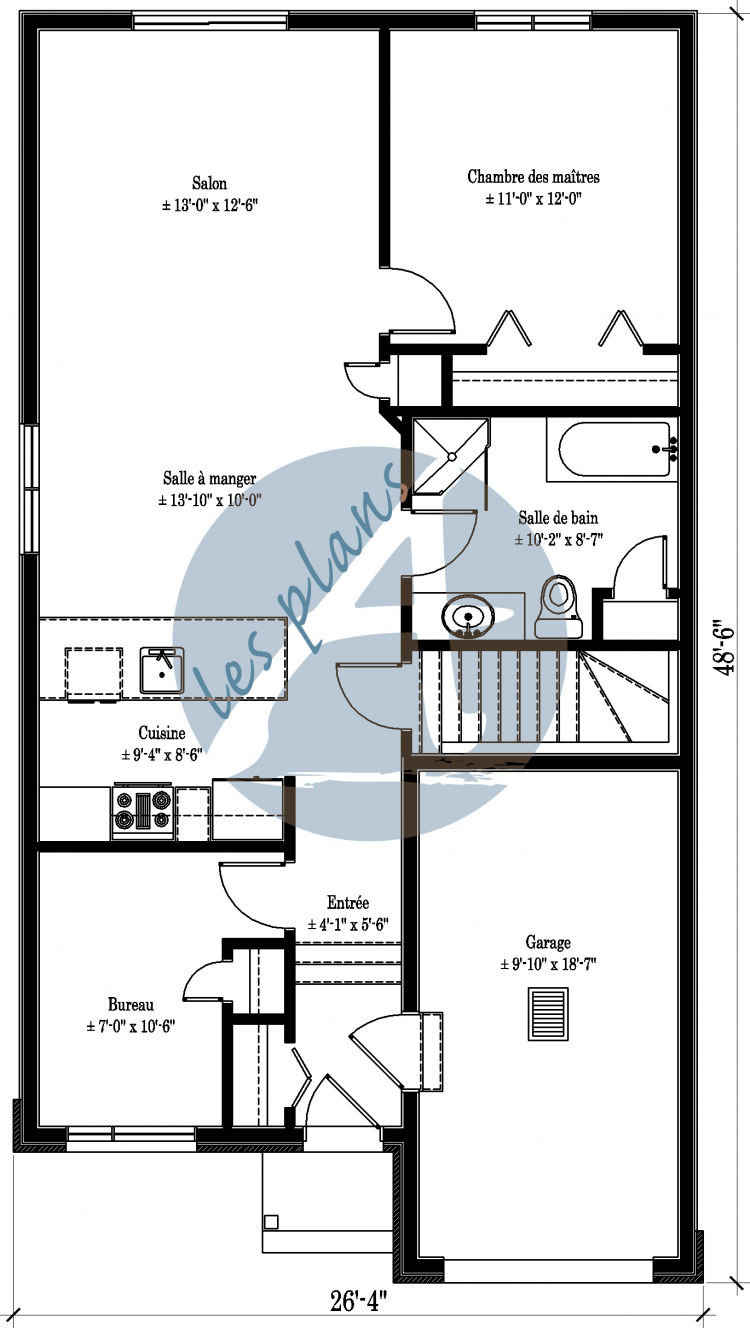 Plan du rez-de-chaussée - Maison plain-pied 14012A
