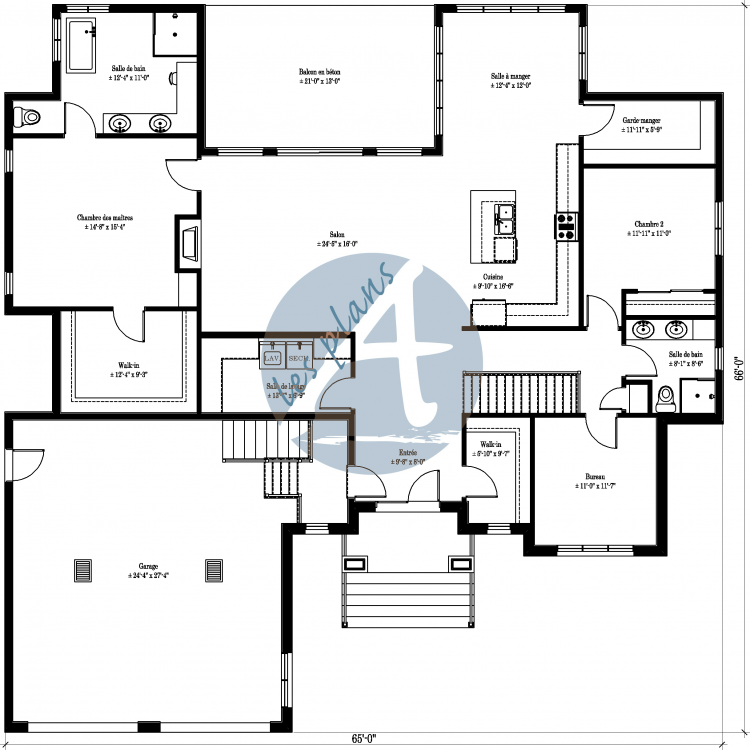 Plan du rez-de-chaussée - Maison plain-pied 19057