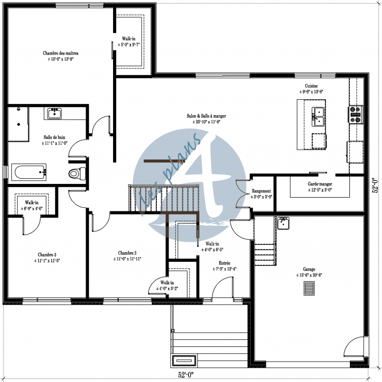 Plan du rez-de-chaussée - Bungalow 19074