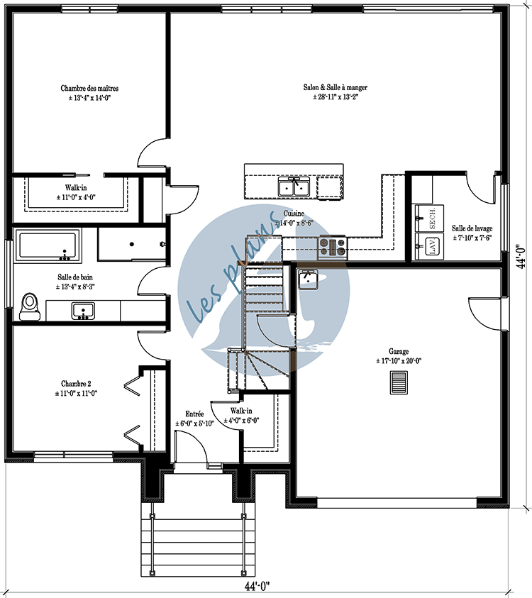 Plan du rez-de-chaussée - Bungalow 20038