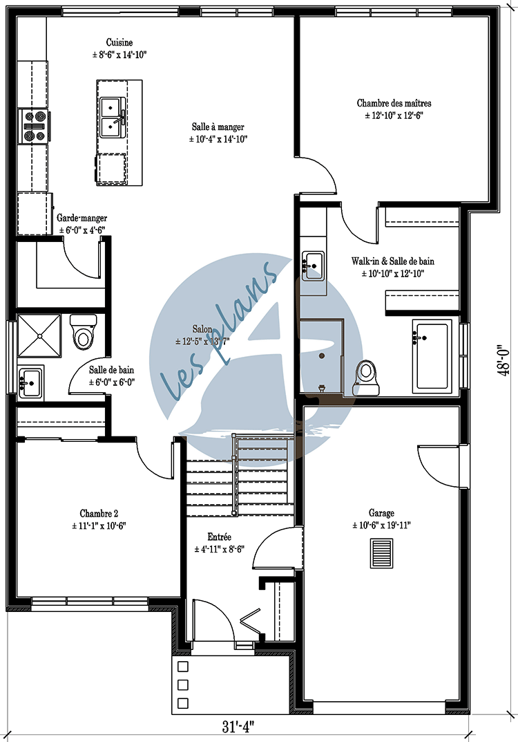 Plan du rez-de-chaussée - Maison plain-pied 22045A