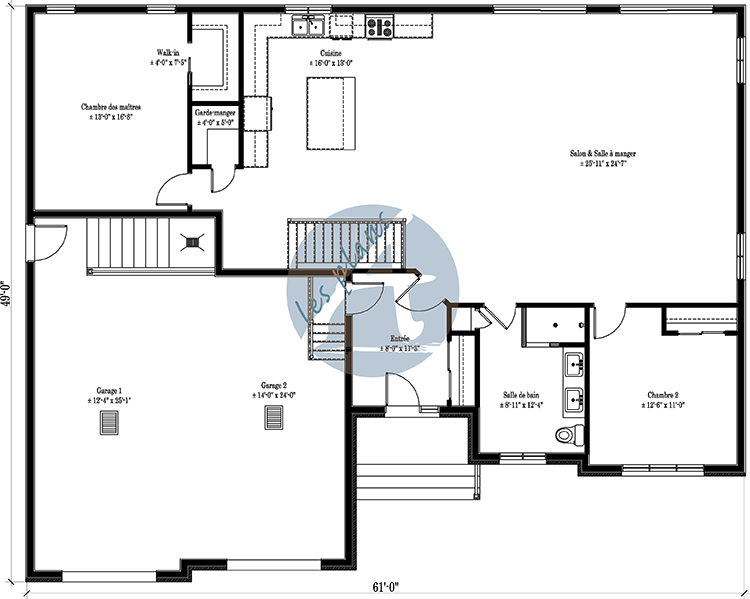 Plan du rez-de-chaussée - Bungalow 22052