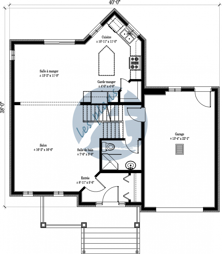 Plan du rez-de-chaussée - Maison à 2 étages 08006