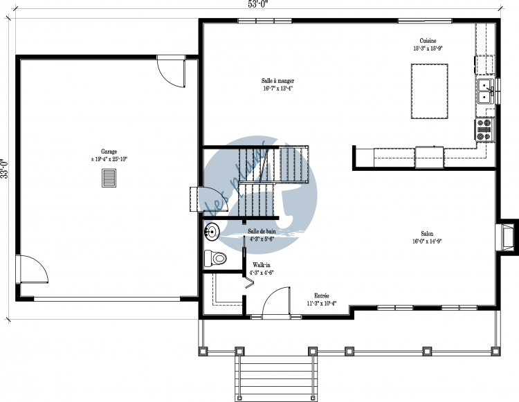 Plan du rez-de-chaussée - Maison à 2 étages 08011