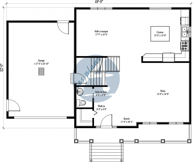 Plan du rez-de-chaussée - Maison à 2 étages 08011A
