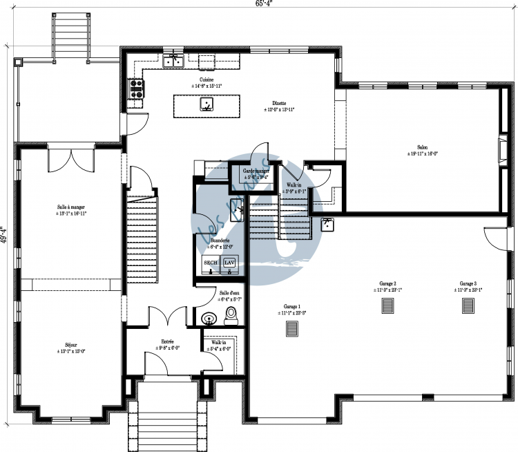 Plan du rez-de-chaussée - Maison à 2 étages 09001B