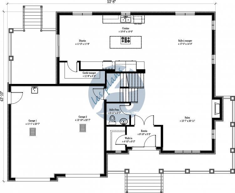 Plan du rez-de-chaussée - Maison à 2 étages 09004