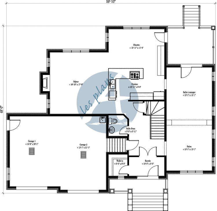 Plan du rez-de-chaussée - Maison à 2 étages 09011