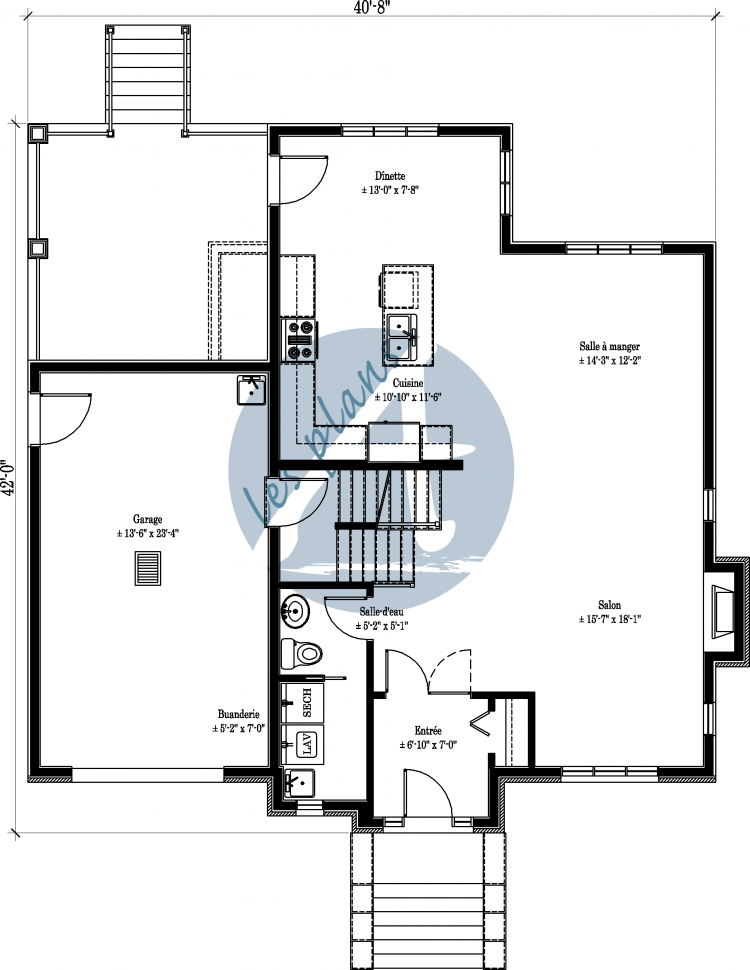 Plan du rez-de-chaussée - Maison à 2 étages 09021B