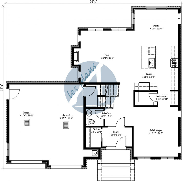 Plan du rez-de-chaussée - Maison à 2 étages 09025C