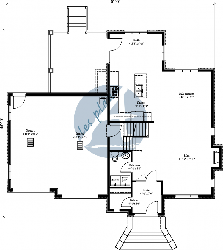 Plan du rez-de-chaussée - Maison à 2 étages 10002
