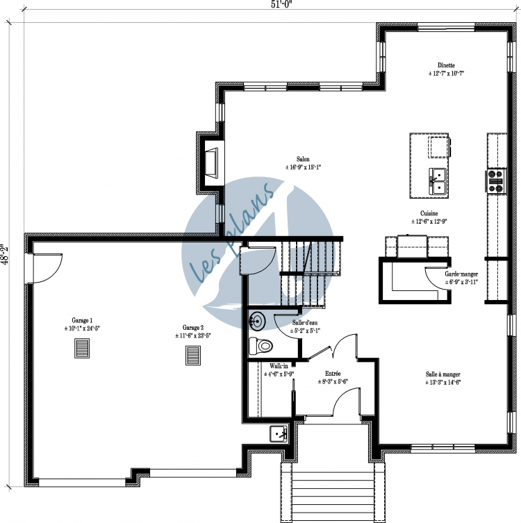 Plan du rez-de-chaussée - Maison à 2 étages 10003A
