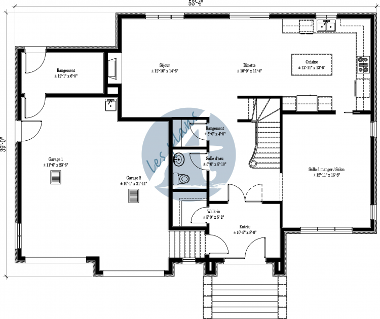 Plan du rez-de-chaussée - Maison à 2 étages 10008A