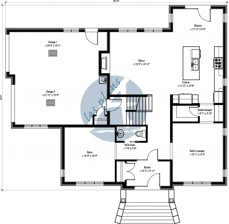 Plan du rez-de-chaussée - Maison à 2 étages 10012A