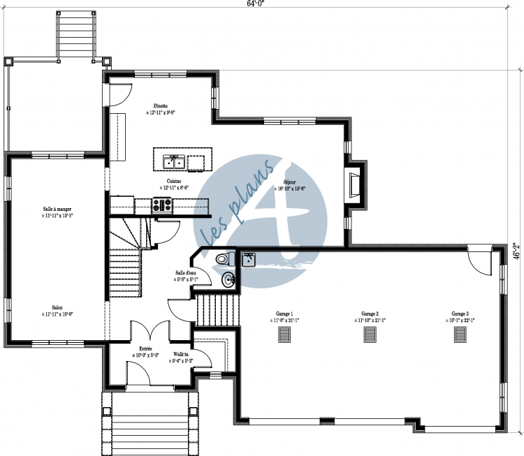 Plan du rez-de-chaussée - Maison à 2 étages 10017