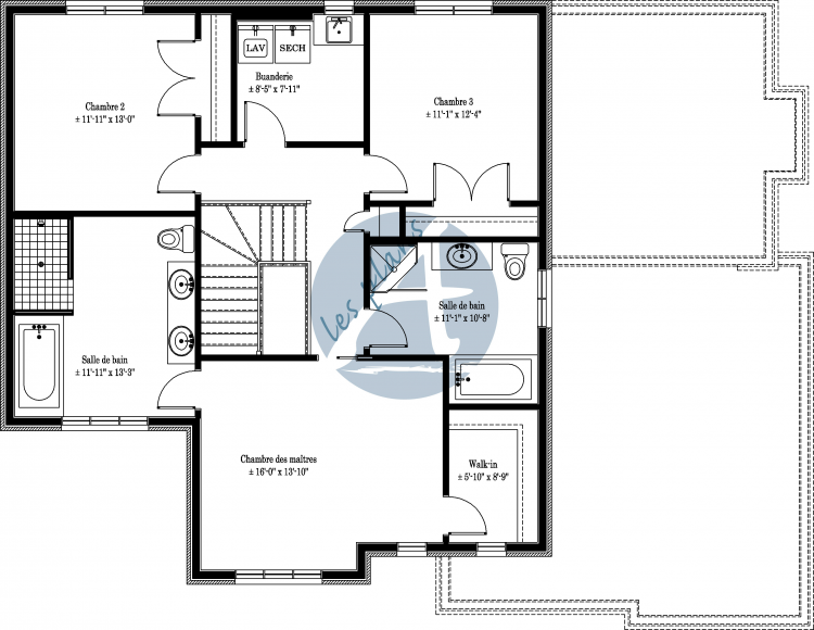 Plan de l'étage - Maison à 2 étages 10020B