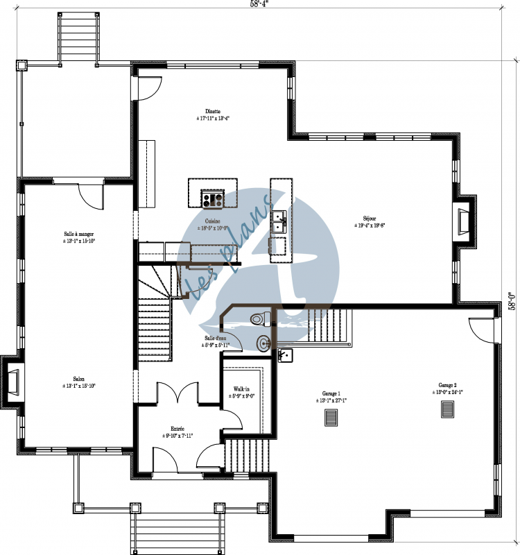 Plan du rez-de-chaussée - Maison à 2 étages 10021A