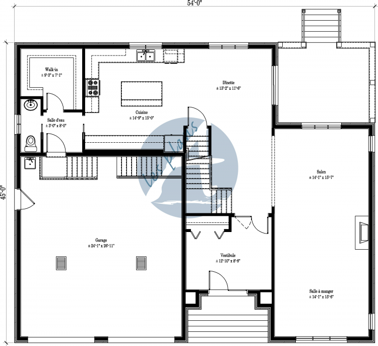 Plan du rez-de-chaussée - Maison à 2 étages 10028