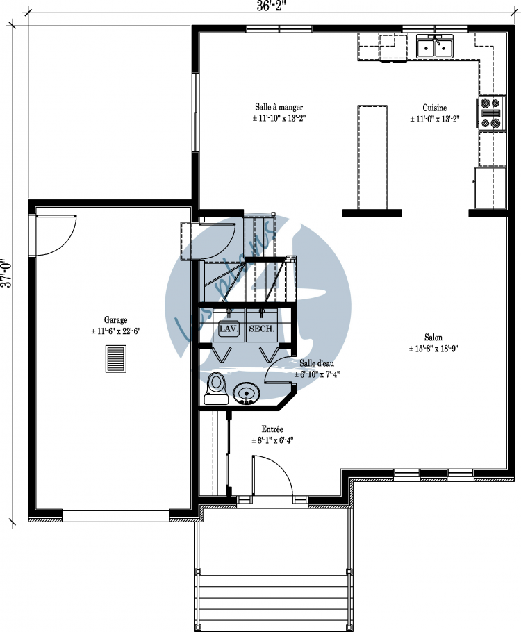 Plan du rez-de-chaussée - Maison à 2 étages 10045