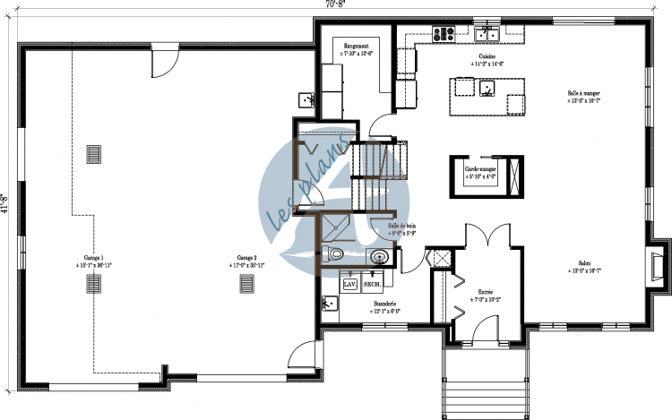Plan du rez-de-chaussée - Maison à 2 étages 11004