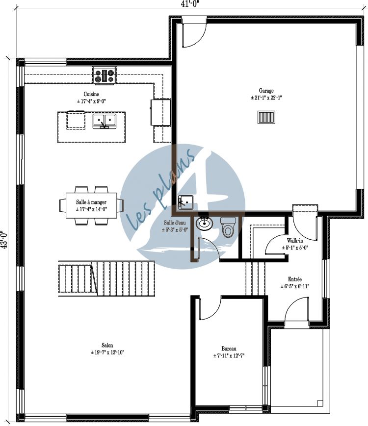 Plan du rez-de-chaussée - Maison à 2 étages 11010