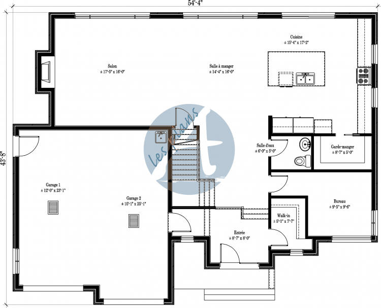 Plan du rez-de-chaussée - Maison à 2 étages 11011