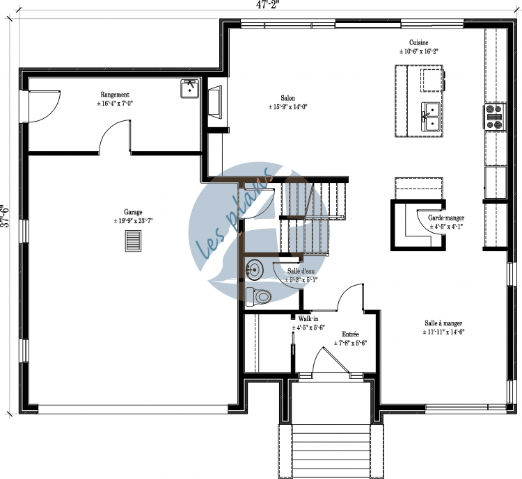 Plan du rez-de-chaussée - Maison à 2 étages 11016B
