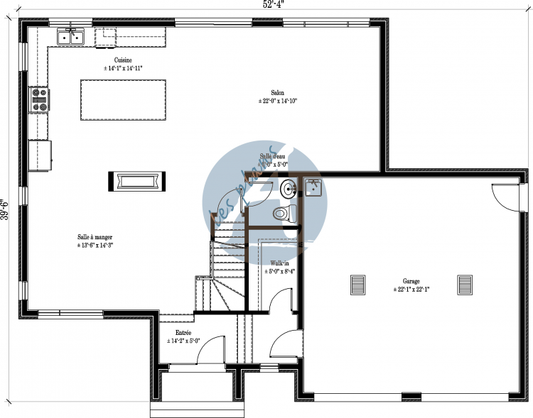 Plan du rez-de-chaussée - Maison à 2 étages 11021