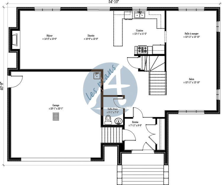 Plan du rez-de-chaussée - Maison à 2 étages 11025