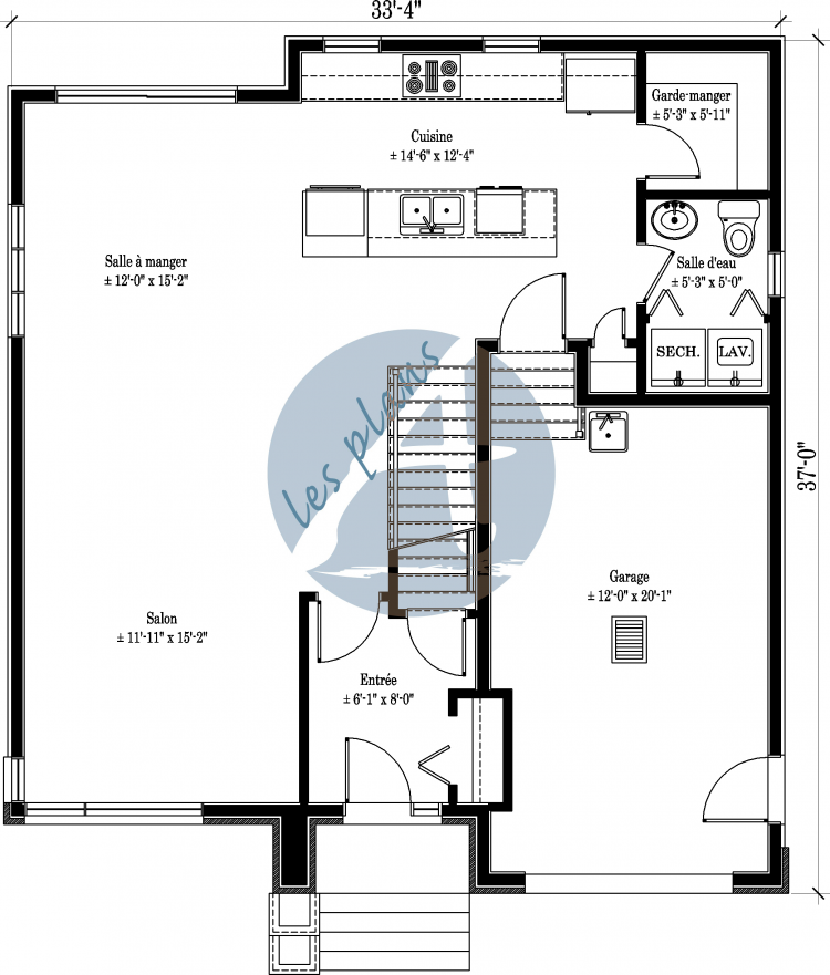 Plan du rez-de-chaussée - Maison à 2 étages 11031B