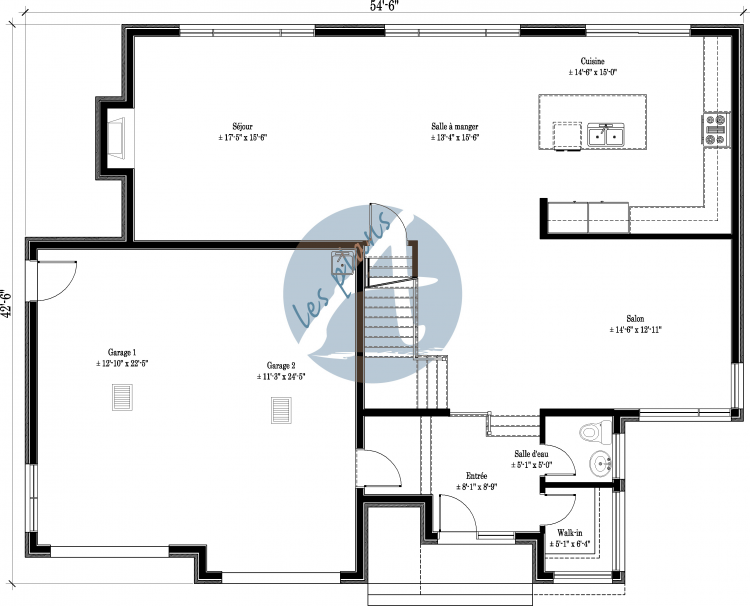 Plan du rez-de-chaussée - Maison à 2 étages 11035