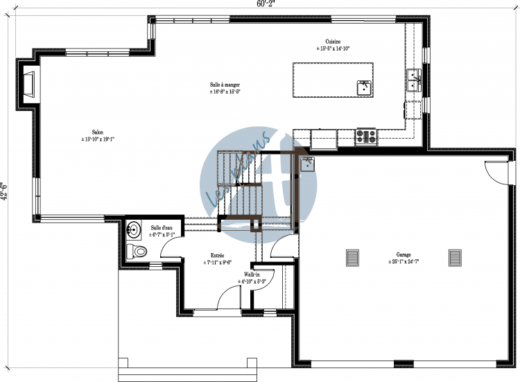Plan du rez-de-chaussée - Maison à 2 étages 11038A