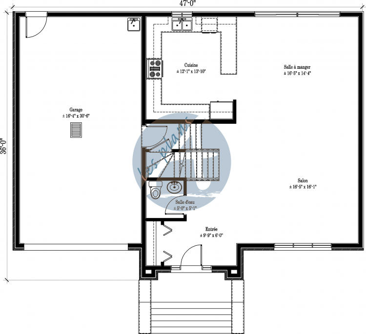 Plan du rez-de-chaussée - Maison à 2 étages 11052