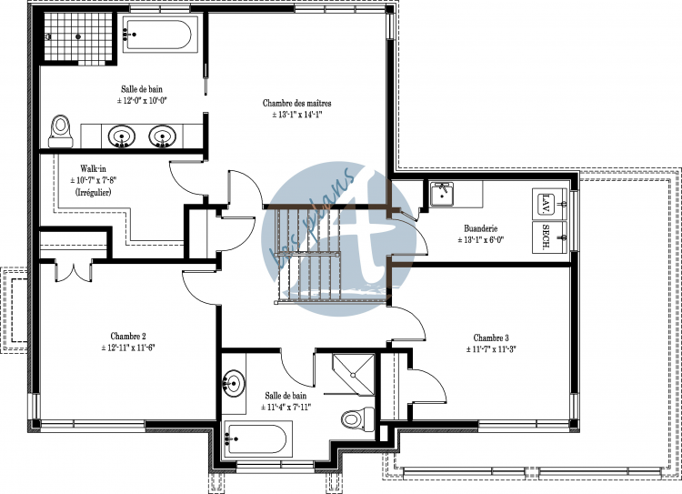 Plan de l'étage - Maison à 2 étages 12005F