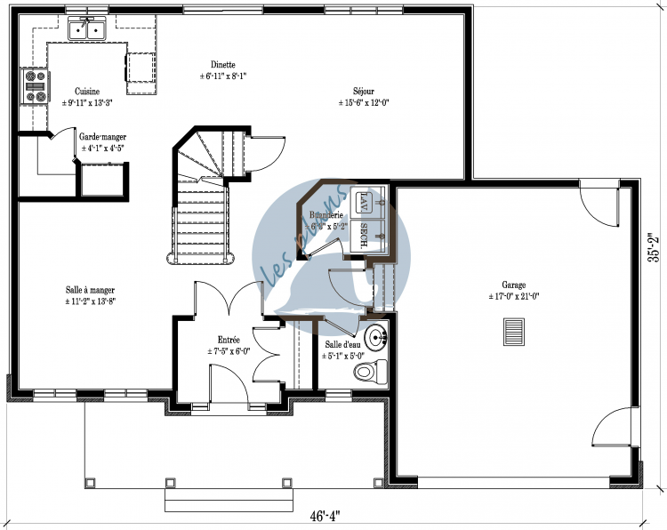 Plan du rez-de-chaussée - Maison à 2 étages 12023