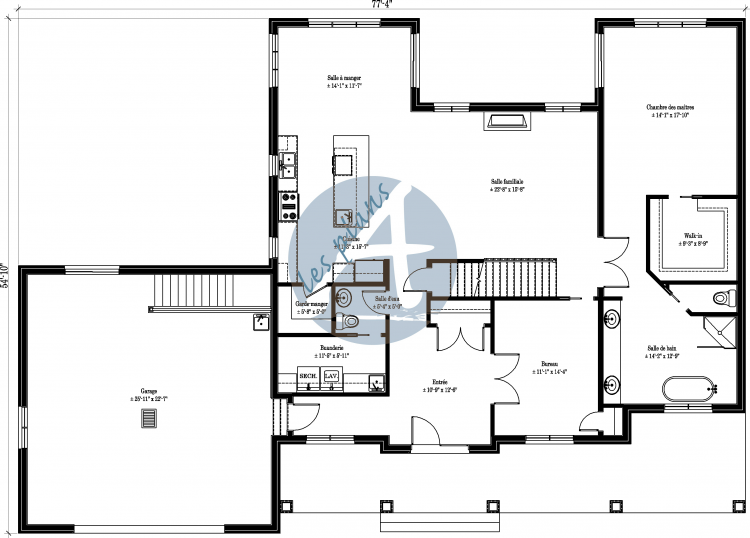 Plan du rez-de-chaussée - Maison à 2 étages 12043
