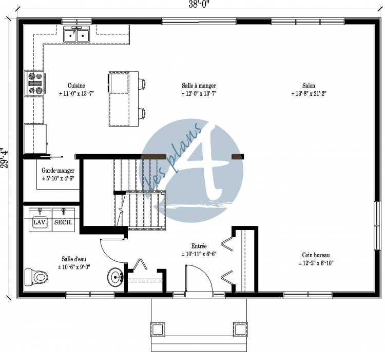 Plan du rez-de-chaussée - Maison à 2 étages 13011
