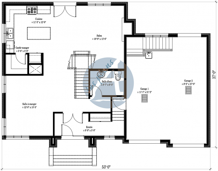 Plan du rez-de-chaussée - Maison à 2 étages 13012