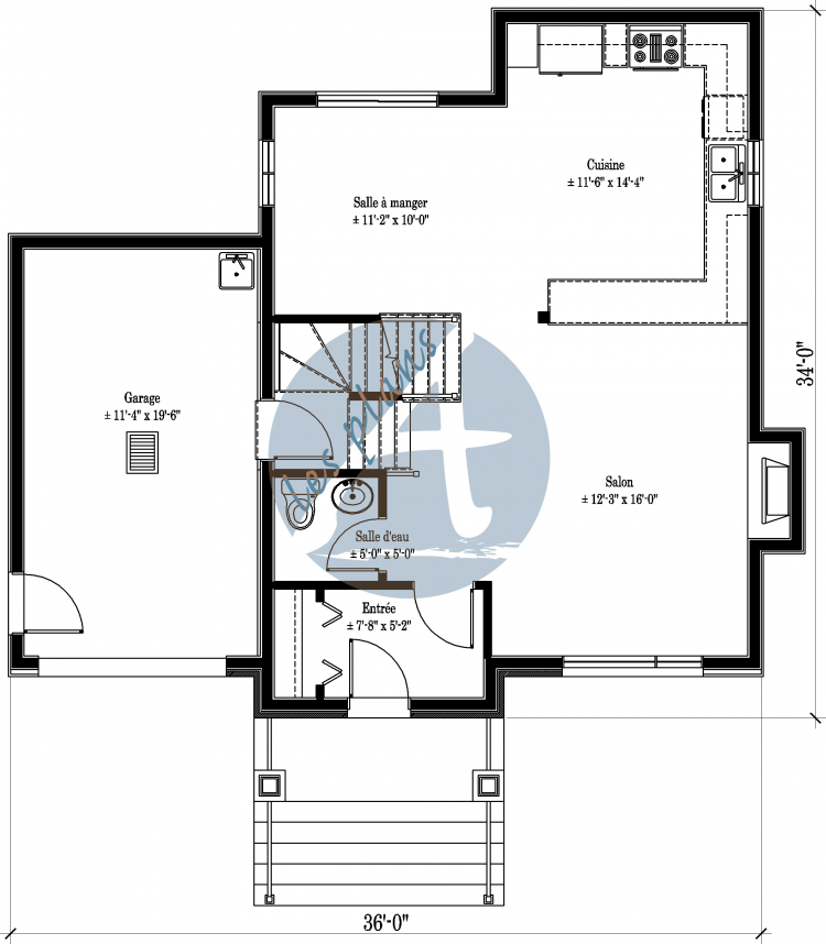 Plan du rez-de-chaussée - Maison à 2 étages 13013