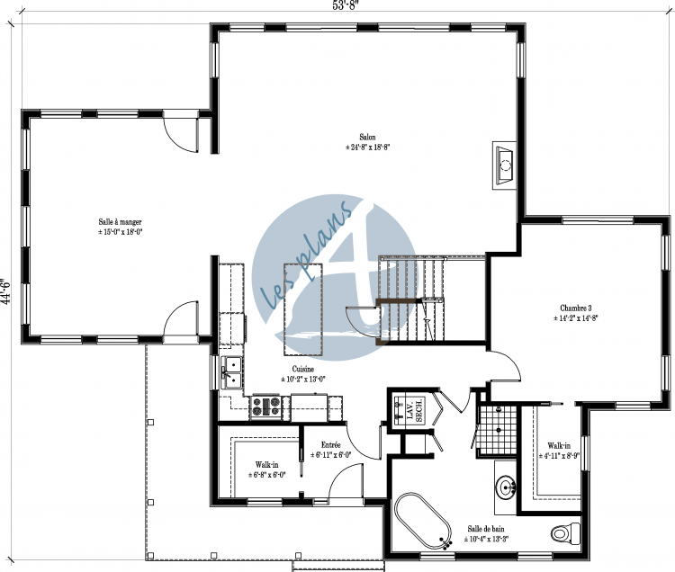 Plan du rez-de-chaussée - Maison à 2 étages 13032A