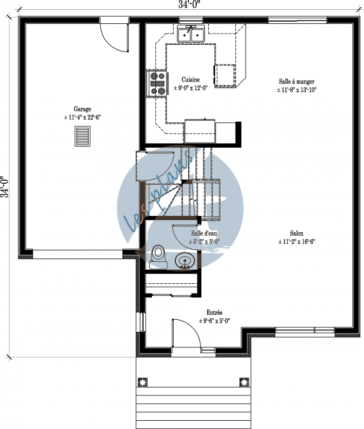 Plan du rez-de-chaussée - Maison à 2 étages 13045