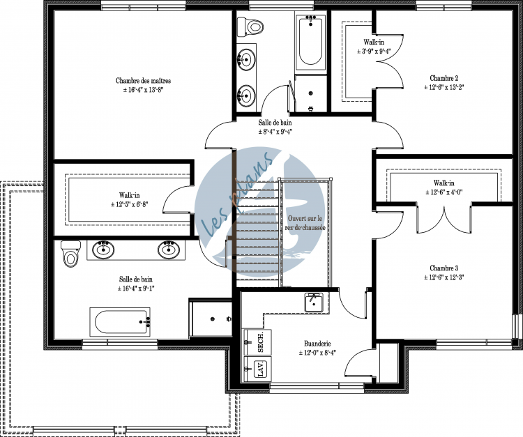 Plan de l'étage - Maison à 2 étages 14009A