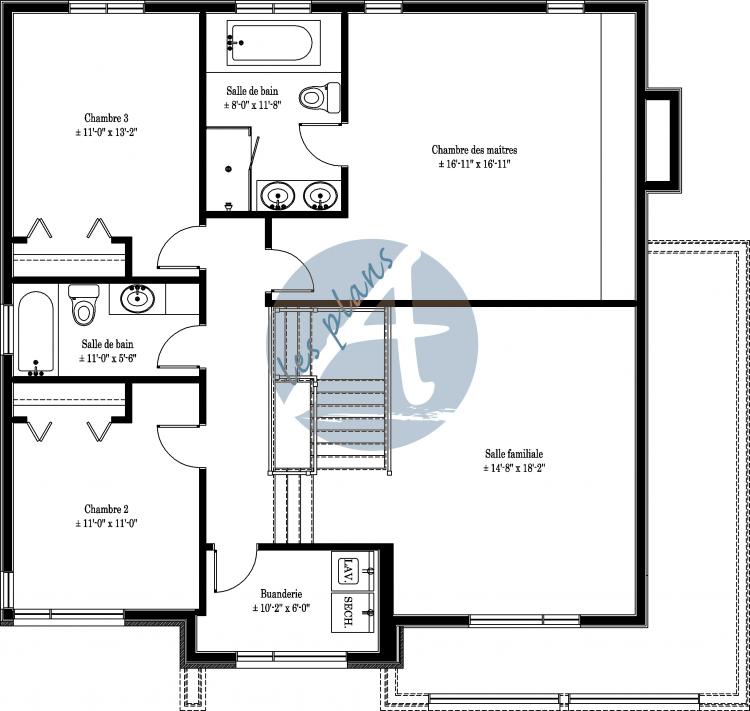 Plan de l'étage - Maison à 2 étages 14011