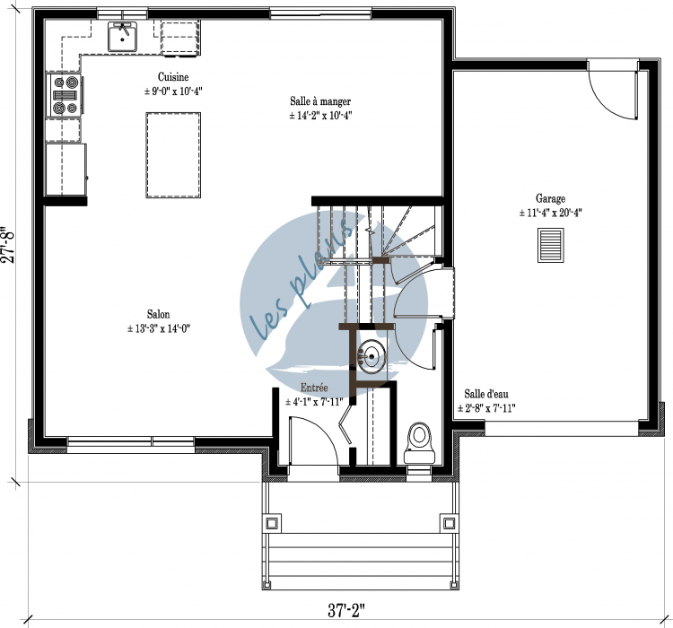 Plan du rez-de-chaussée - Maison à 2 étages 14025